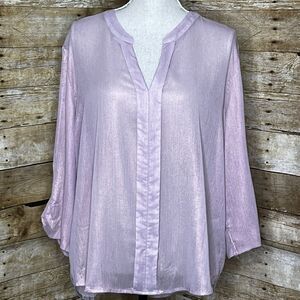 NEW YORK & COMPANY SOHO JEANS PEARLESCENT RELAXED CAREER CASUAL BLOUSE SIZE XL